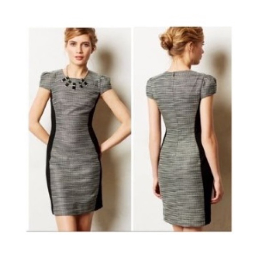 Moulinette Soeurs Gray and Black Midi Sheath Dress